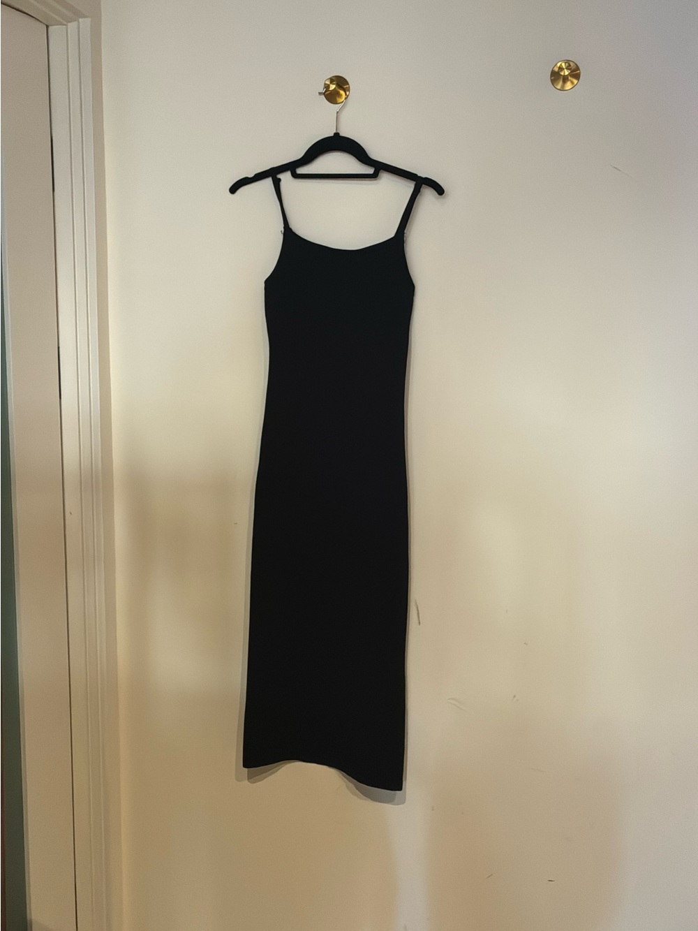 Active USA Black Maxi Slip Dress with Thin Straps
